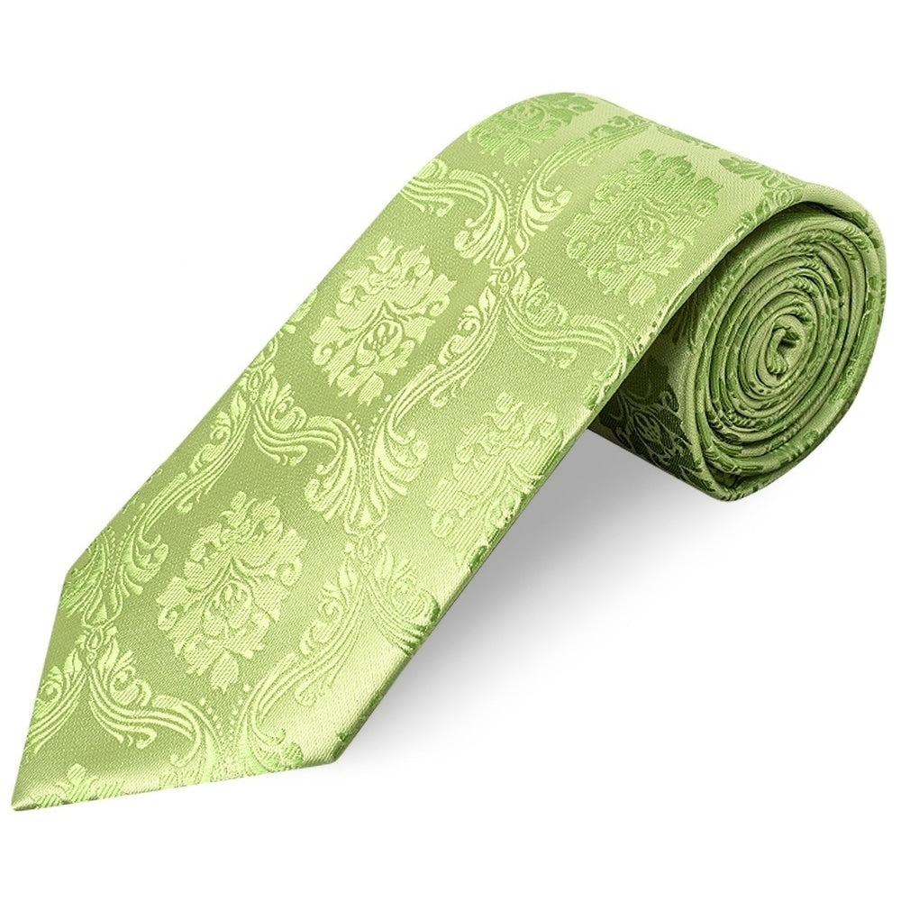 Light Green Paisley Classic Mens Tie 1