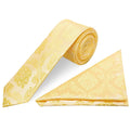 Gold Paisley Skinny Men's Tie and Pocket Square Set