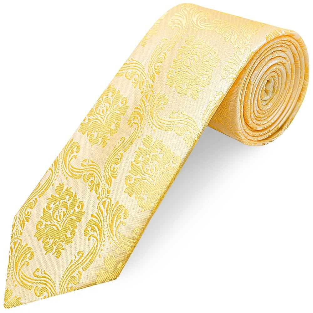 Gold Paisley Classic Mens Tie And Pocket Square Set 3