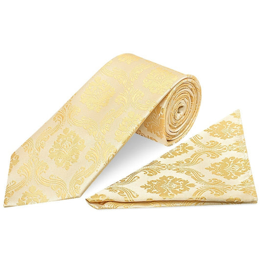 Caramel Paisley Classic Mens Tie And Pocket Square Set 1
