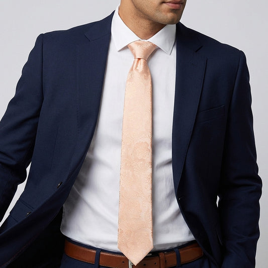 Light Peach Paisley Classic Mens Tie 2