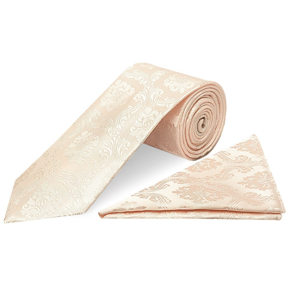 Blush Paisley Classic Mens Tie And Pocket Square Set 1
