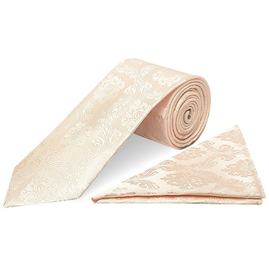 Blush Paisley Classic Mens Tie And Pocket Square Set 1