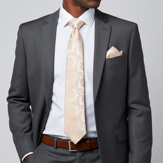 Nude Paisley Classic Mens Tie And Pocket Square Set 2