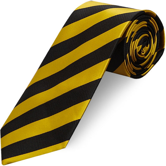 Black and Gold Striped Classic Mens Tie