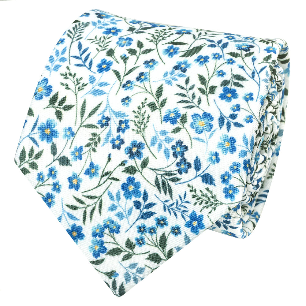 Mens Classic Blue Small Floral Tie