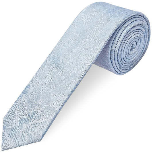 Blue Flower Skinny Men's Tie and Pocket Square Set