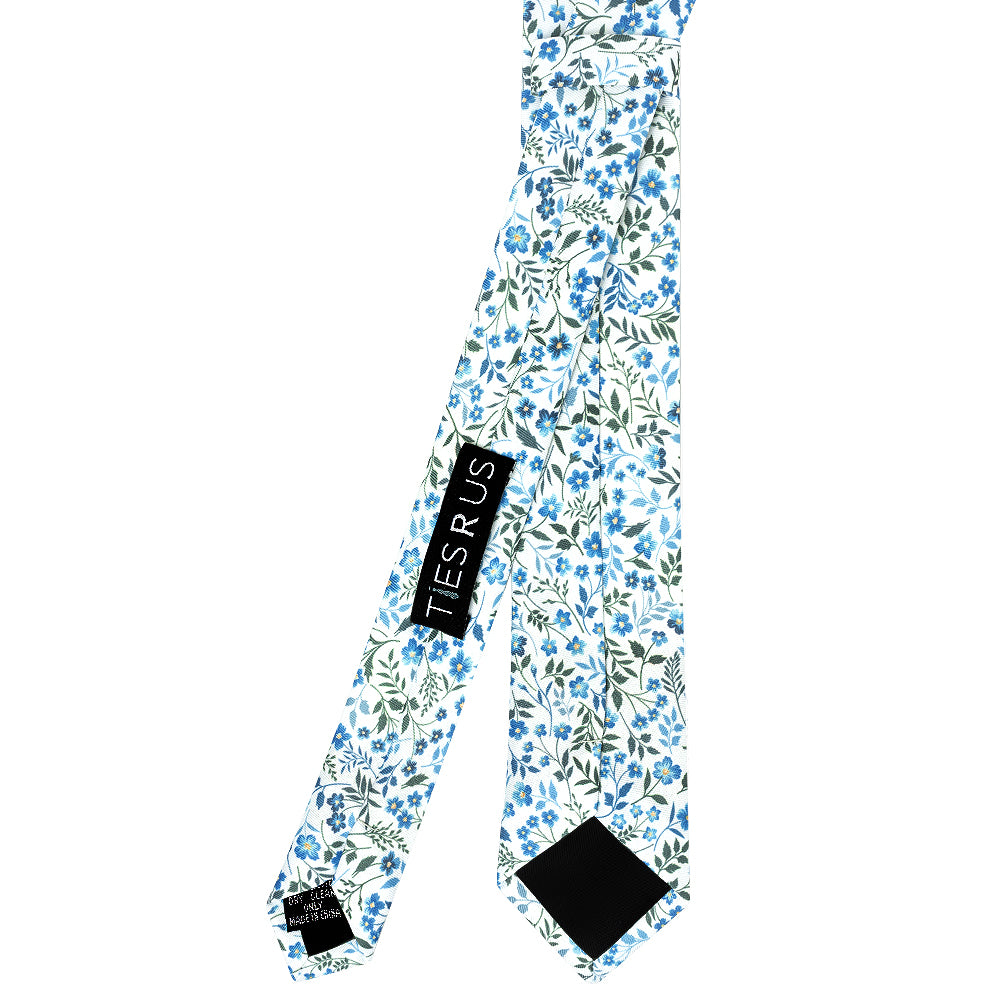 Mens Skinny Blue Small Floral Tie