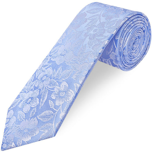 Blue Floral Silk Classic Mens Tie