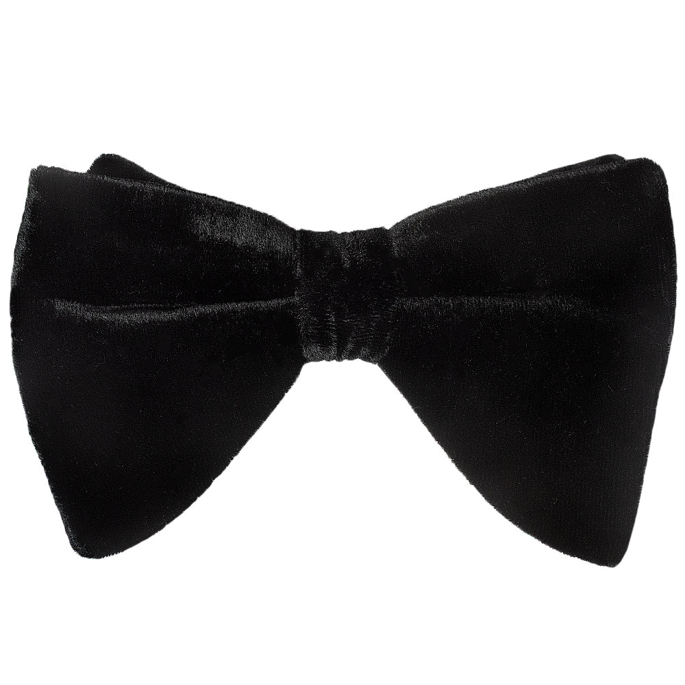 Mens Black Luxurious Velvet Oversized Bow Tie