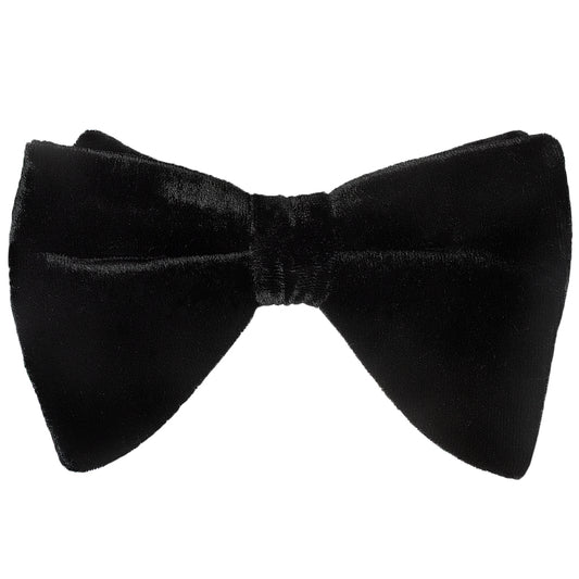 Mens Black Luxurious Velvet Oversized Bow Tie