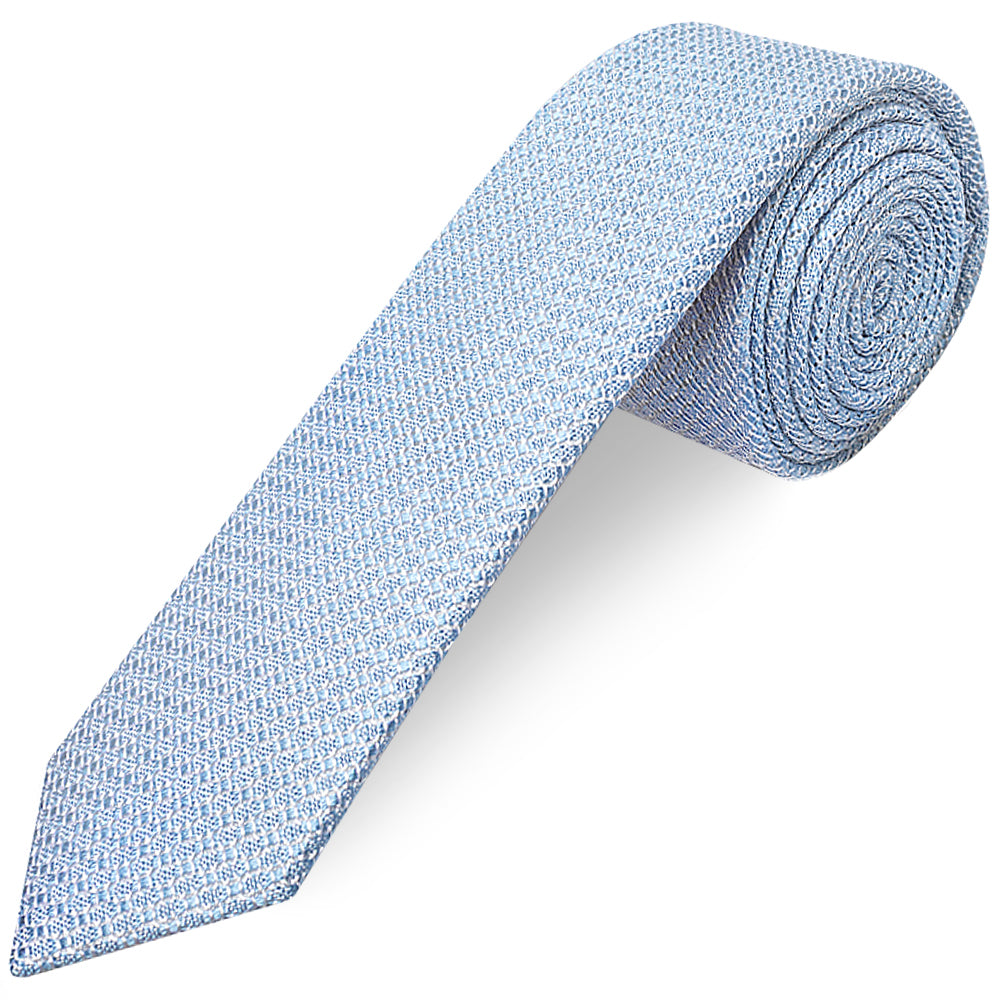 Blue Grenadine Silk Skinny Mens Tie and Pocket Square Set