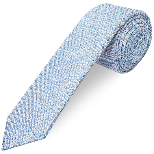 Blue Grenadine Silk Skinny Mens Tie and Pocket Square Set