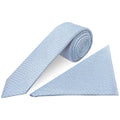 Blue Grenadine Silk Skinny Mens Tie and Pocket Square Set