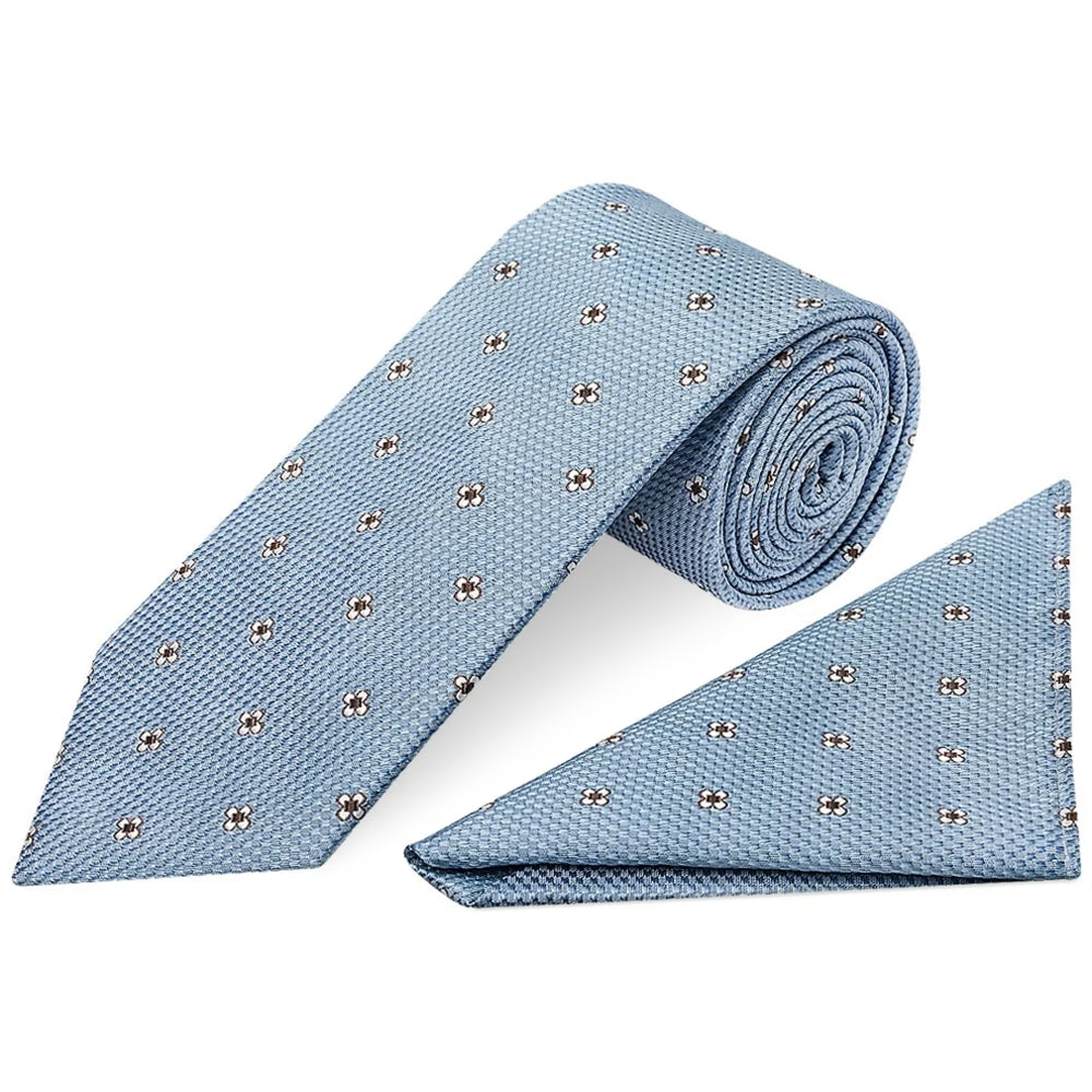 Blue Petal Classic Men's Tie and Pocket Square Set