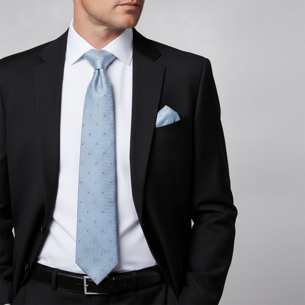 Blue Petal Classic Men's Tie and Pocket Square Set