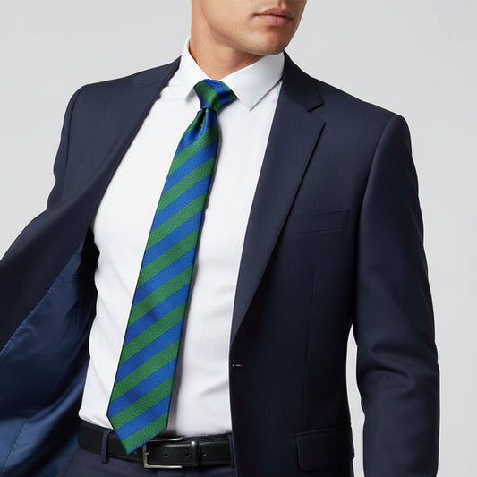 Blue and Green Striped Classic Mens Tie