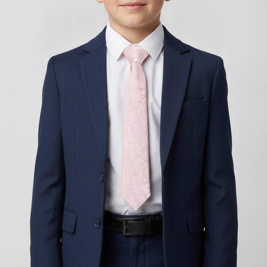 Blush Pink Floral Skinny Boys Tie