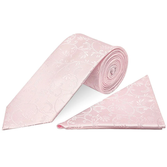 Blush Pink Floral Classic Men's Tie and Pocket Square Set