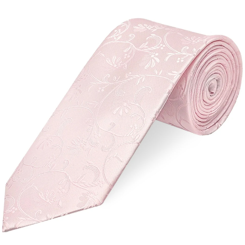 Blush Pink Floral Classic Men's Tie and Pocket Square Set