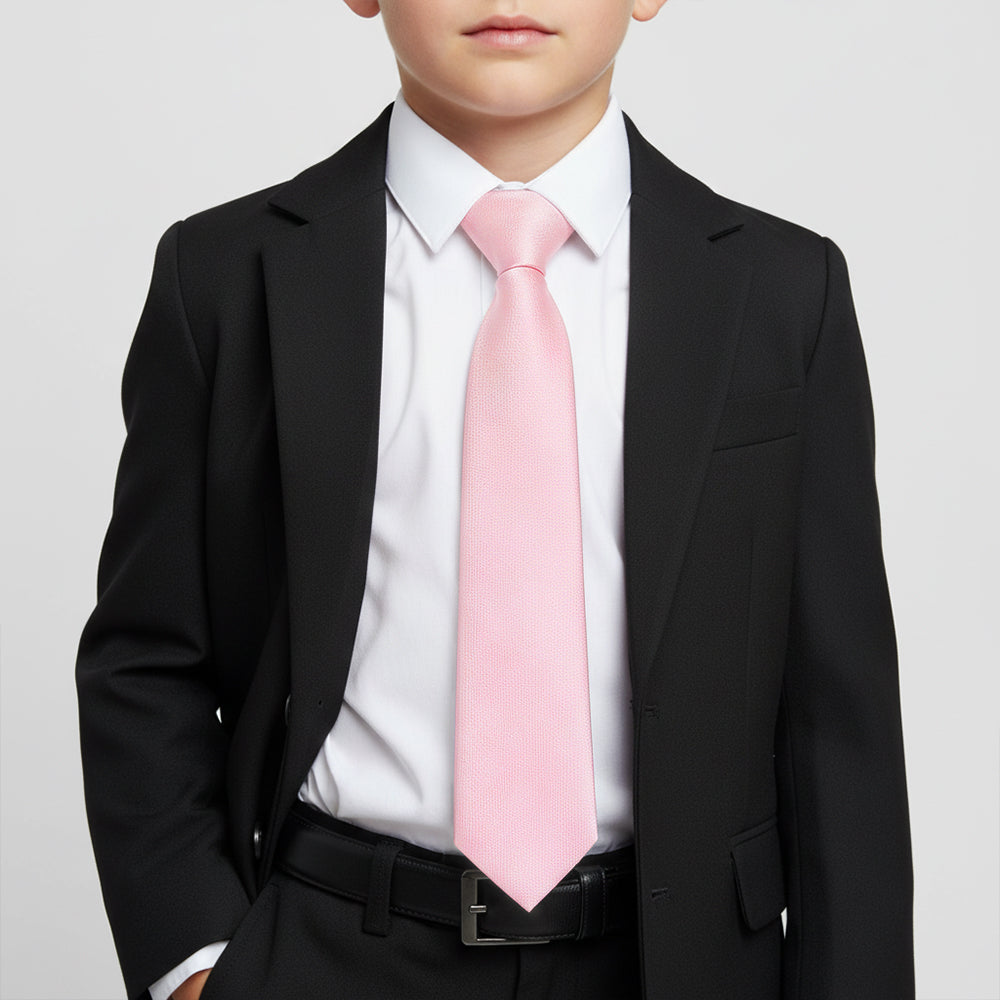 Pre Tied Blush Pink Silk Boys Tie Age 4-7