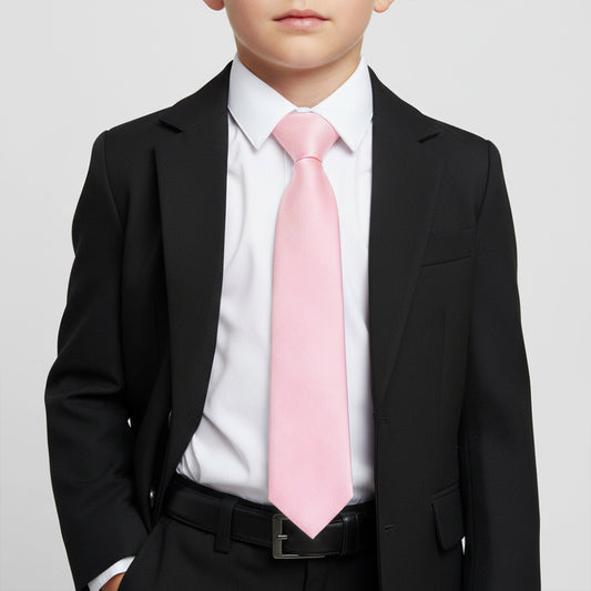 Pre Tied Blush Pink Silk Boys Tie Age 4-7