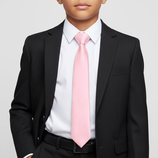 Plain Blush Pink Silk Skinny Boys Tie