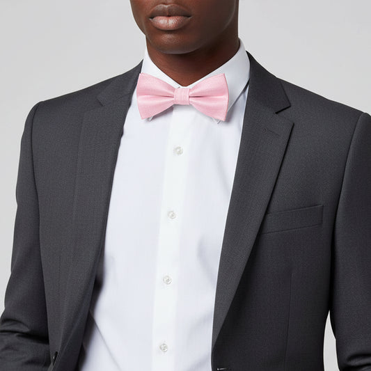 Plain Blush Pink Silk Mens Bow Tie