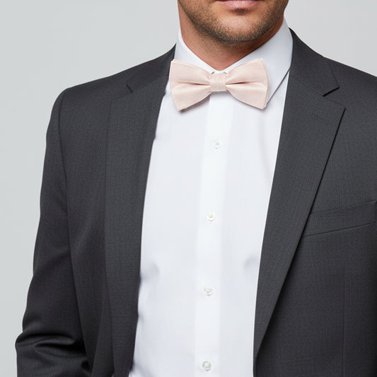Blush Pink Textured Silk Mens Bow Tie