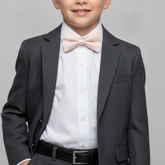 Pre Tied Blush Self Floral Textured Silk Boys Bow Tie Age 4-7