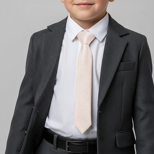 Pre Tied Blush Self Floral Textured Silk Boys Tie Age 4-7