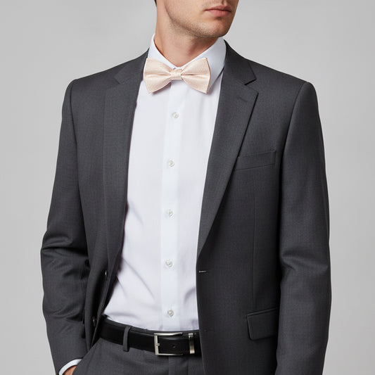Blush Self Floral Textured Silk Mens Bow Tie