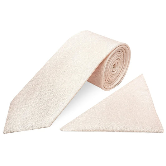 Blush Self Floral Textured Silk Classic Mens Tie and Pocket Square Set