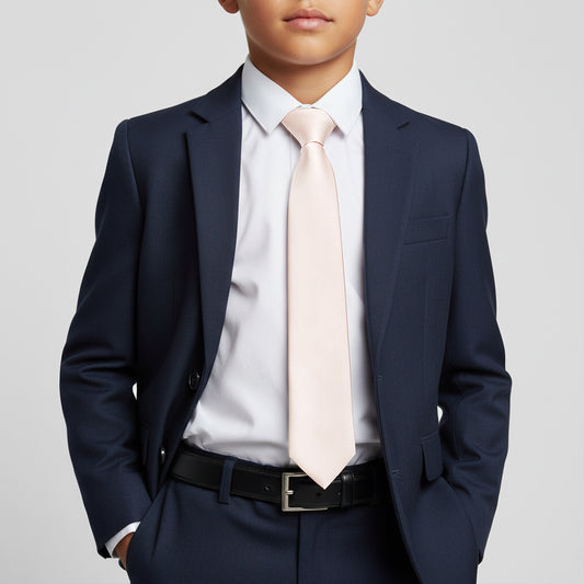 Plain Blush Silk Skinny Boys Tie