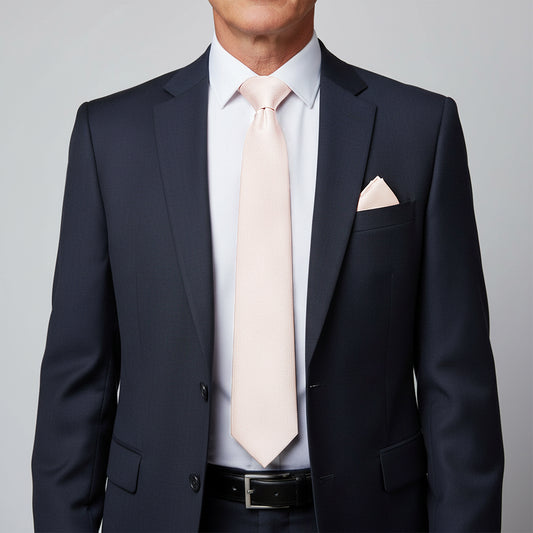 Plain Blush Silk Classic Mens Tie and Pocket Square Set