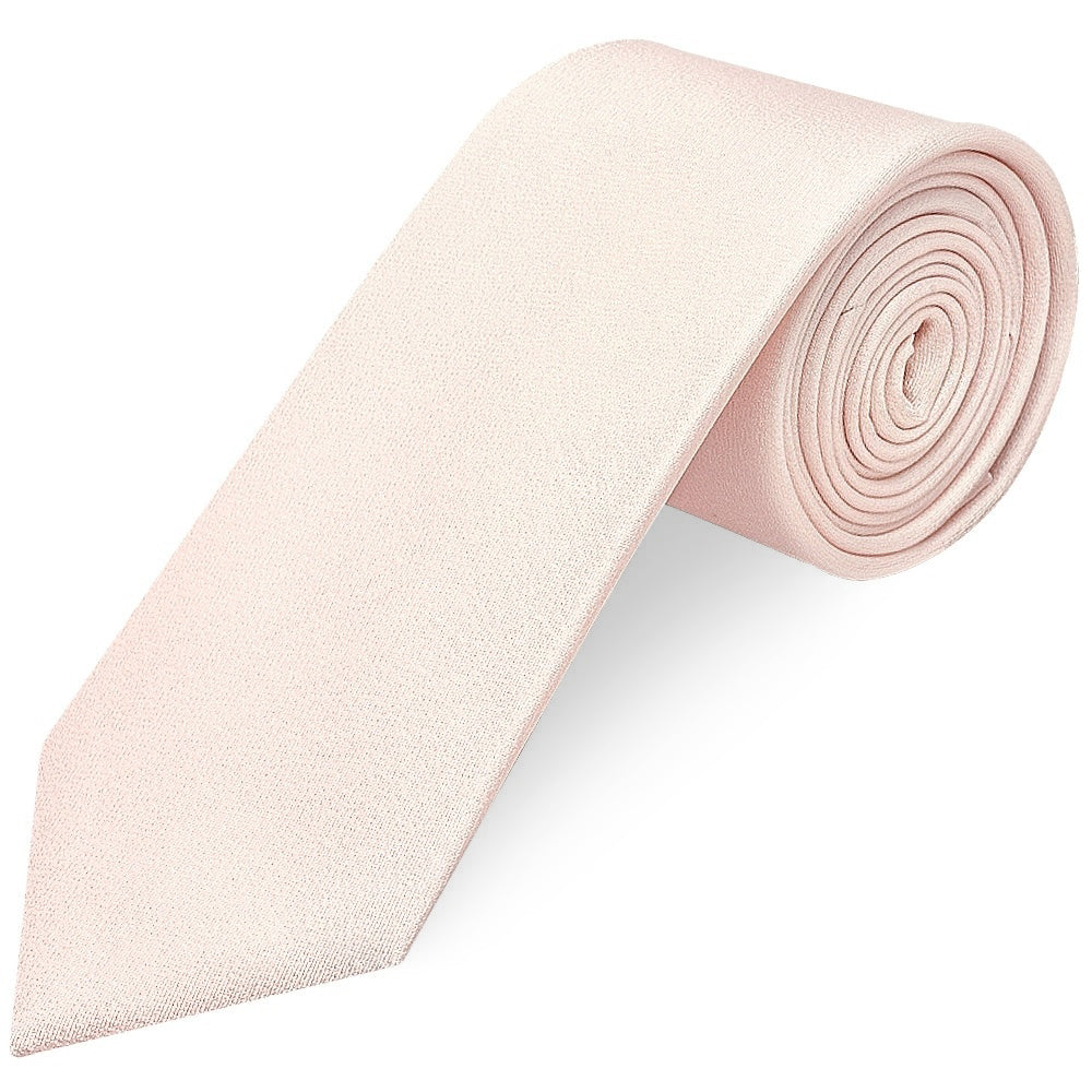 Plain Blush Silk Classic Mens Tie and Pocket Square Set
