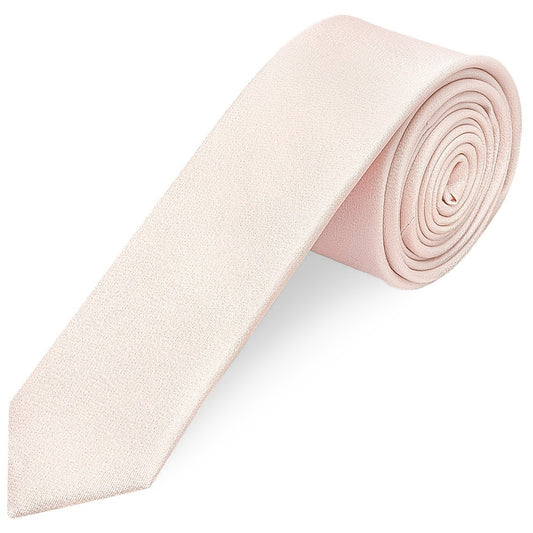 Plain Blush Silk Skinny Mens Tie and Pocket Square Set