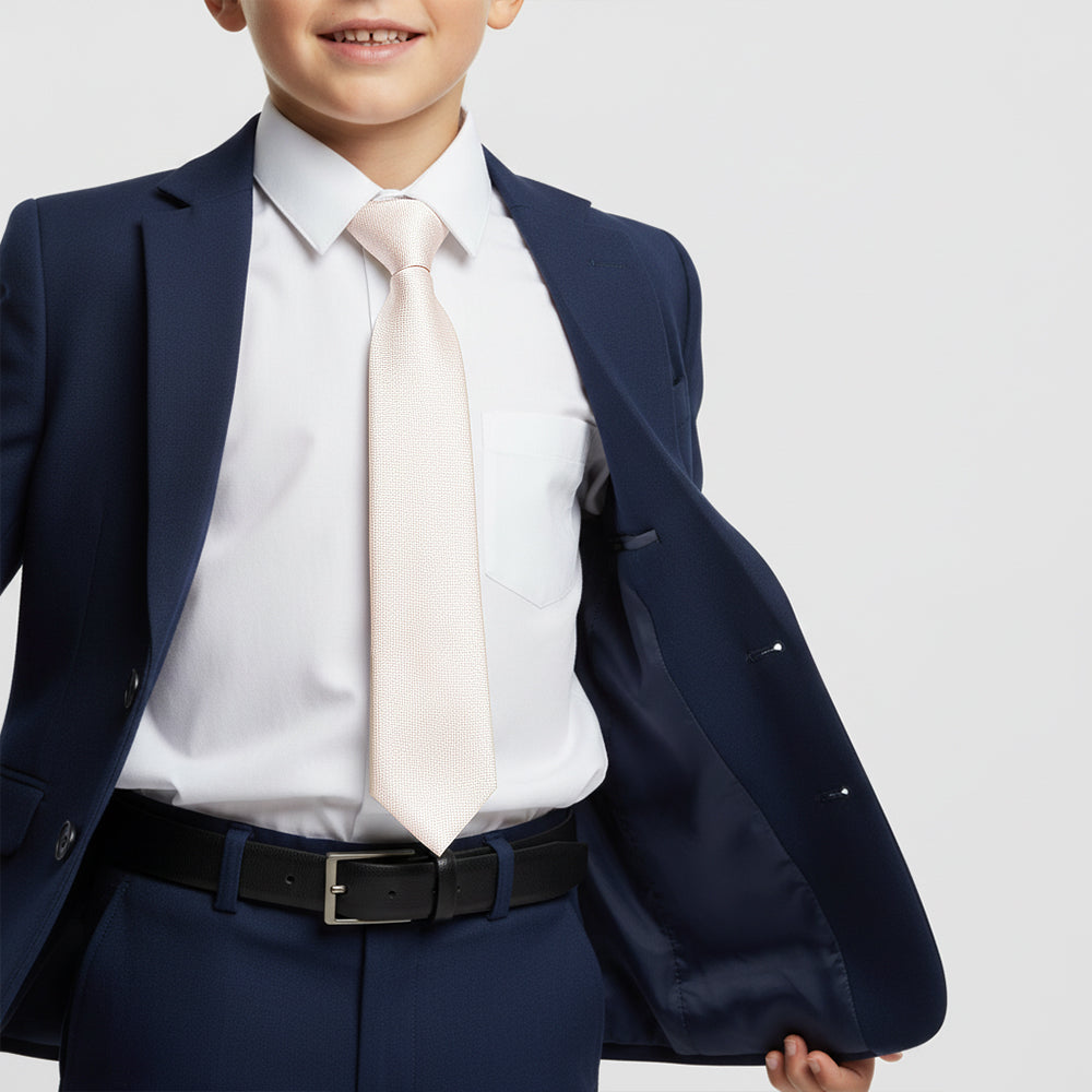 Pre Tied Blush Textured Silk Boys Tie Age 4-7