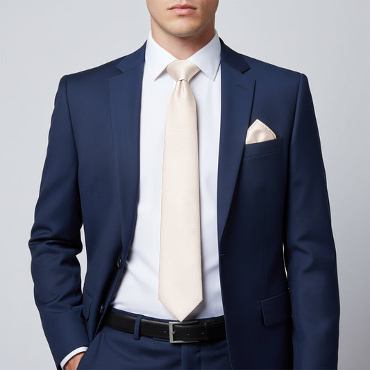 Plain Blush Textured Silk Classic Mens Tie and Pocket Square Set