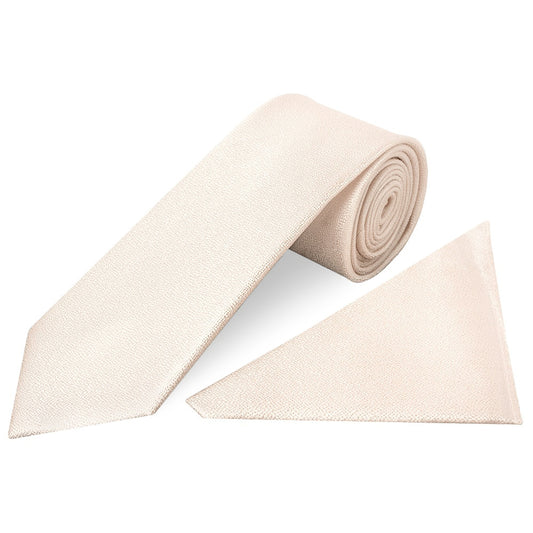 Plain Blush Textured Silk Classic Mens Tie and Pocket Square Set