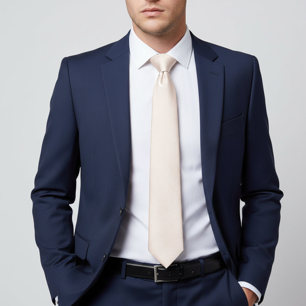 Plain Blush Textured Silk Classic Mens Tie