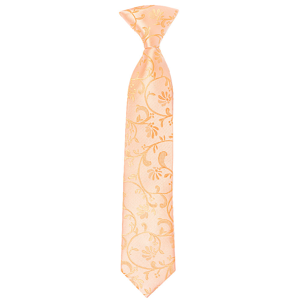 Pre Tied Peach Floral Boys Tie Age 4-7