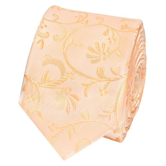 Peach Floral Skinny Boys Tie