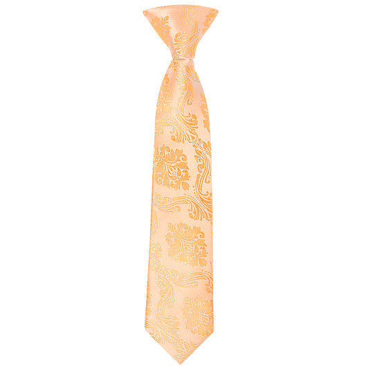 Pre Tied Peach Paisley Boys Tie Age 4-7