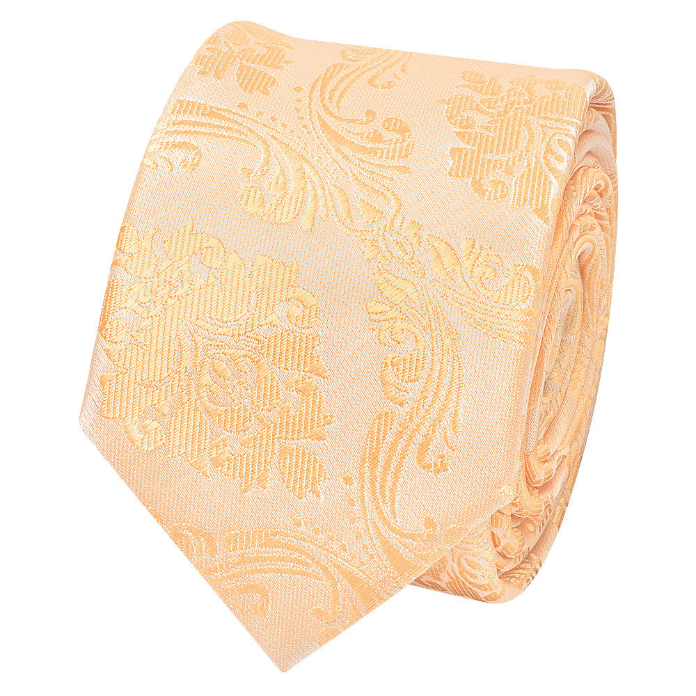 Peach Paisley Skinny Boys Tie