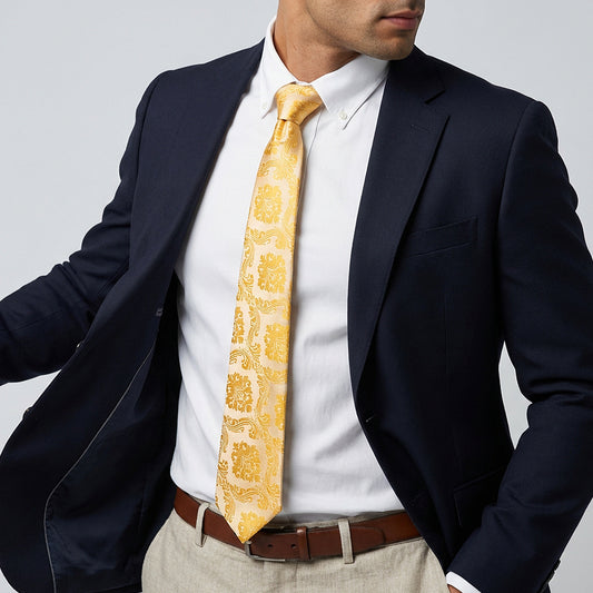Bright Yellow Paisley Classic Mens Tie