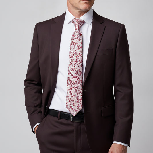 Burgundy Floral Classic Men's Tie