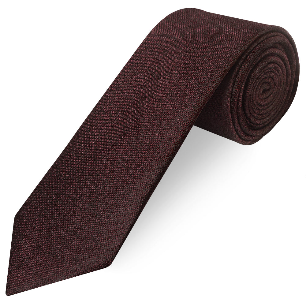Classic Burgundy Mens Tie with Pocket Square and Lapel Pin Set