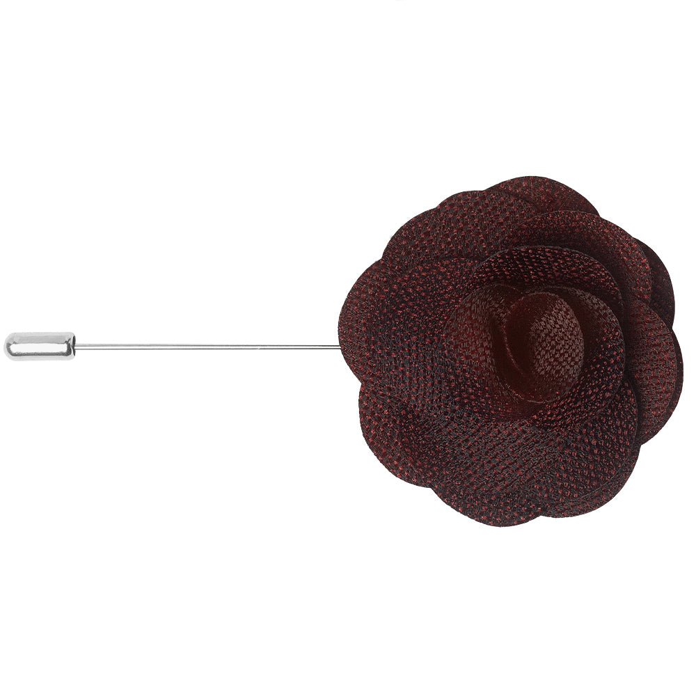 Classic Burgundy Mens Tie with Pocket Square and Lapel Pin Set