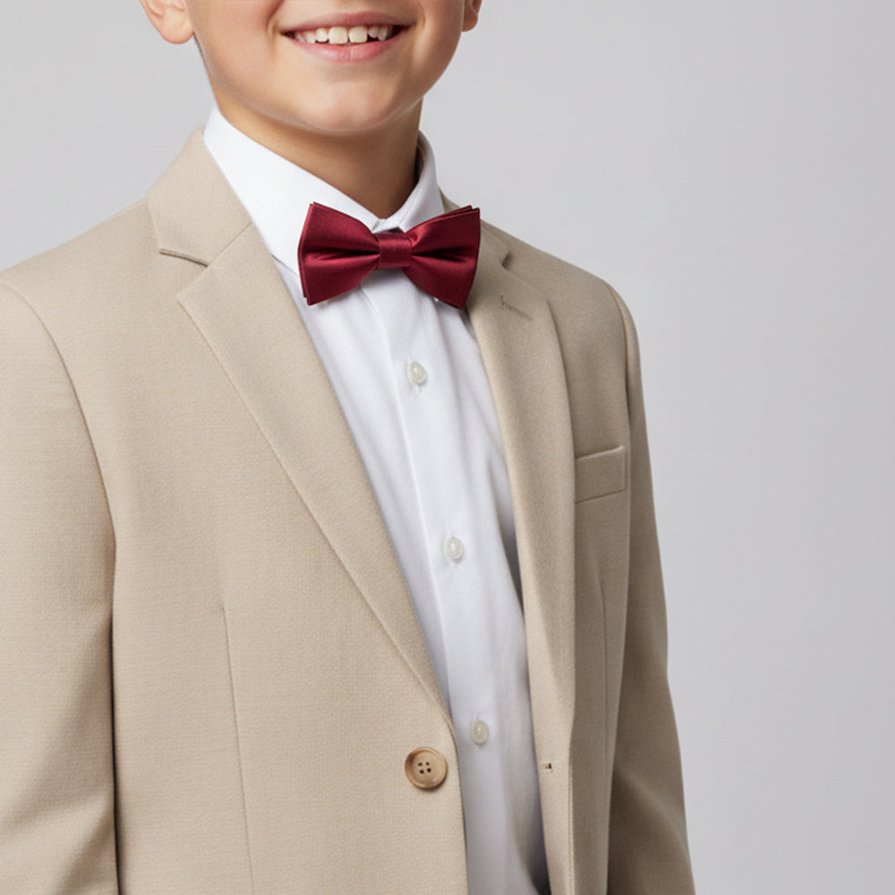 Pre Tied Burgundy Satin Boys Bow Tie Age 8-11
